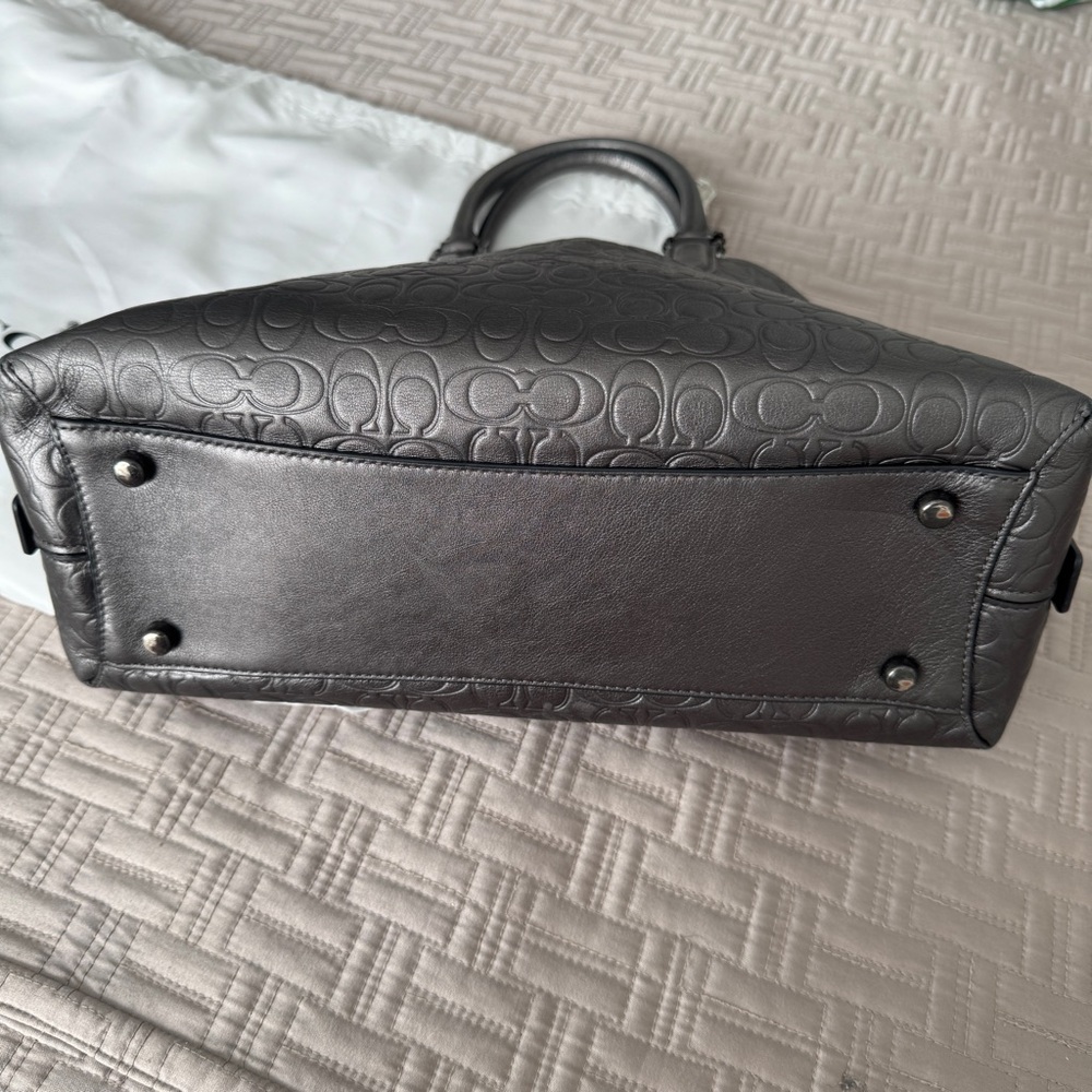 Coach Metallic Grey Leather Handbag - Picture 11 of 13